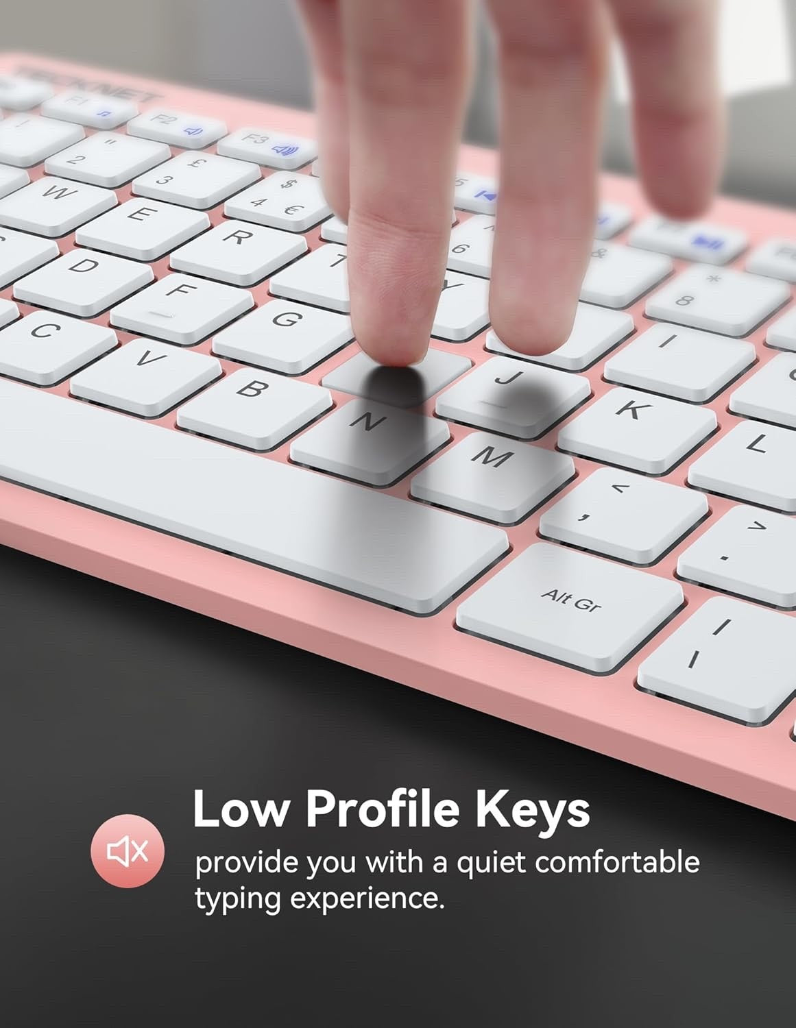 Mini Wireless Keyboard 2.4G USB UK Layout Compact Silent PC Laptop Pink