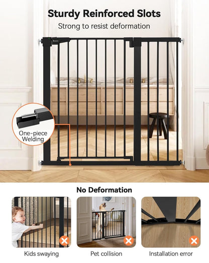 Baby Gate Safety 36in Extra Tall Auto Close Pet Dog Stair Doorway Black Metal