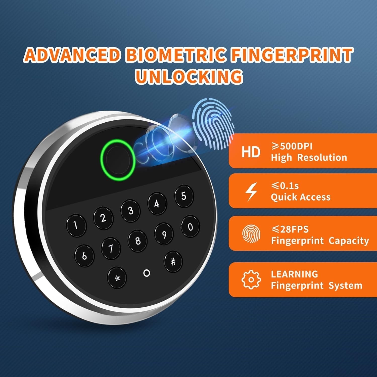 Safe Box Fingerprint Biometric Digital Keypad Security Home Office 1.93cu ft