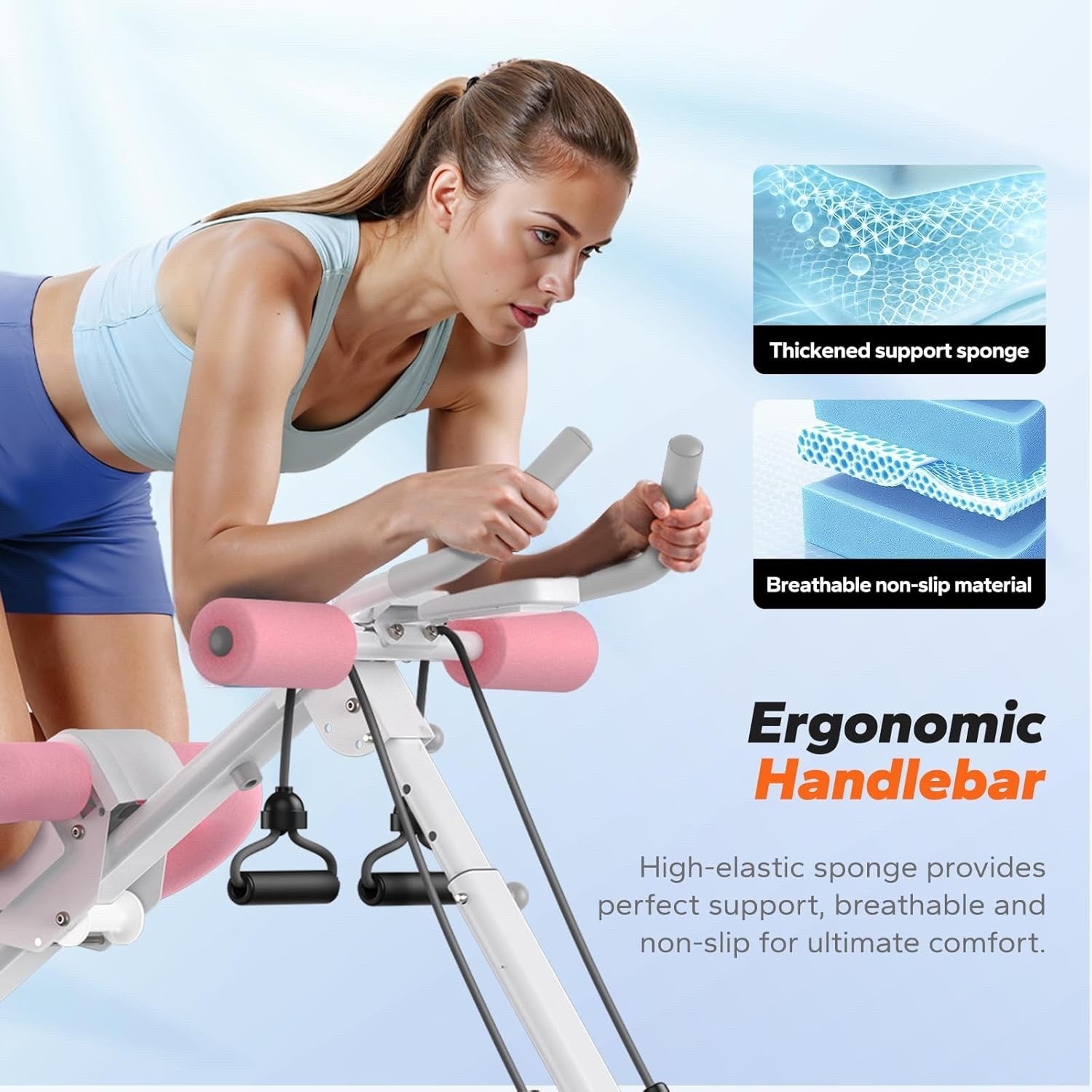 Ab Machine Adjustable Foldable Core Trainer Home Gym Abs Workout LCD Pink Unit