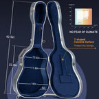41in ABS Waterproof Acoustic Guitar Hard Case 0.6in Padding Navy CY0247 Classics