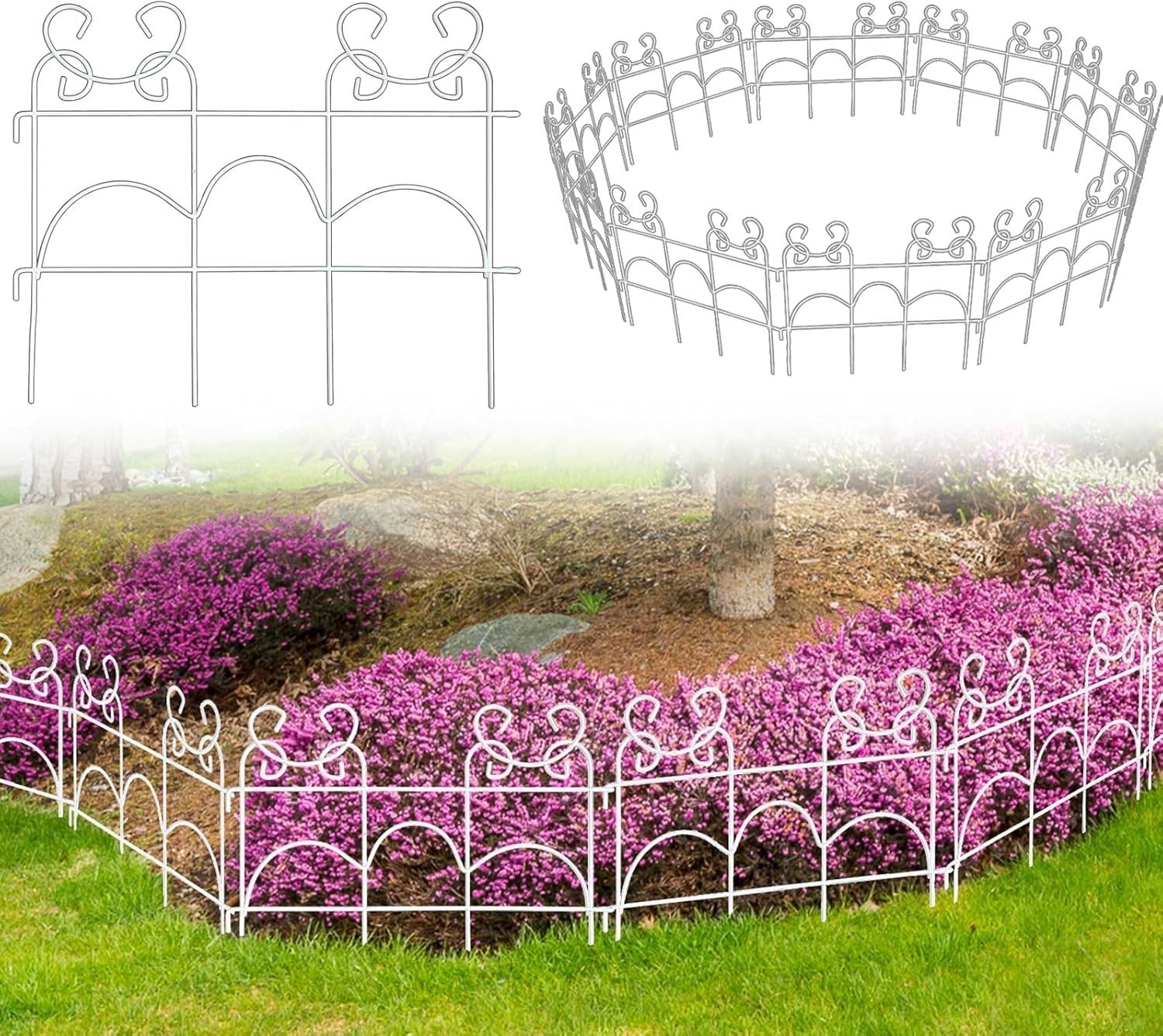 5.5m Metal Garden Edging Fence Rustproof Border 10 Pack 33cm High