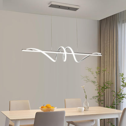120cm Chrome Spiral LED Pendant Light Dimmable Remote Ceiling Kitchen Island