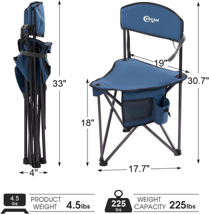 Camping Stool Folding Backrest Portable Chair Fishing Hiking Outdoor 102kg Blue