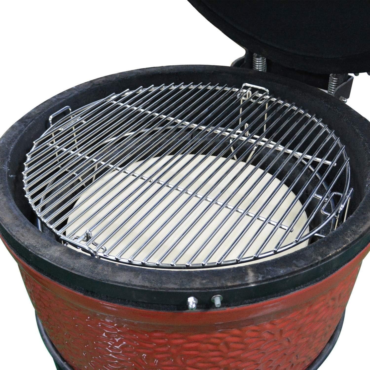 Ceramic Grill Cooking System Kit 2 Grates Rack Heat Deflectors Kamado Style Set