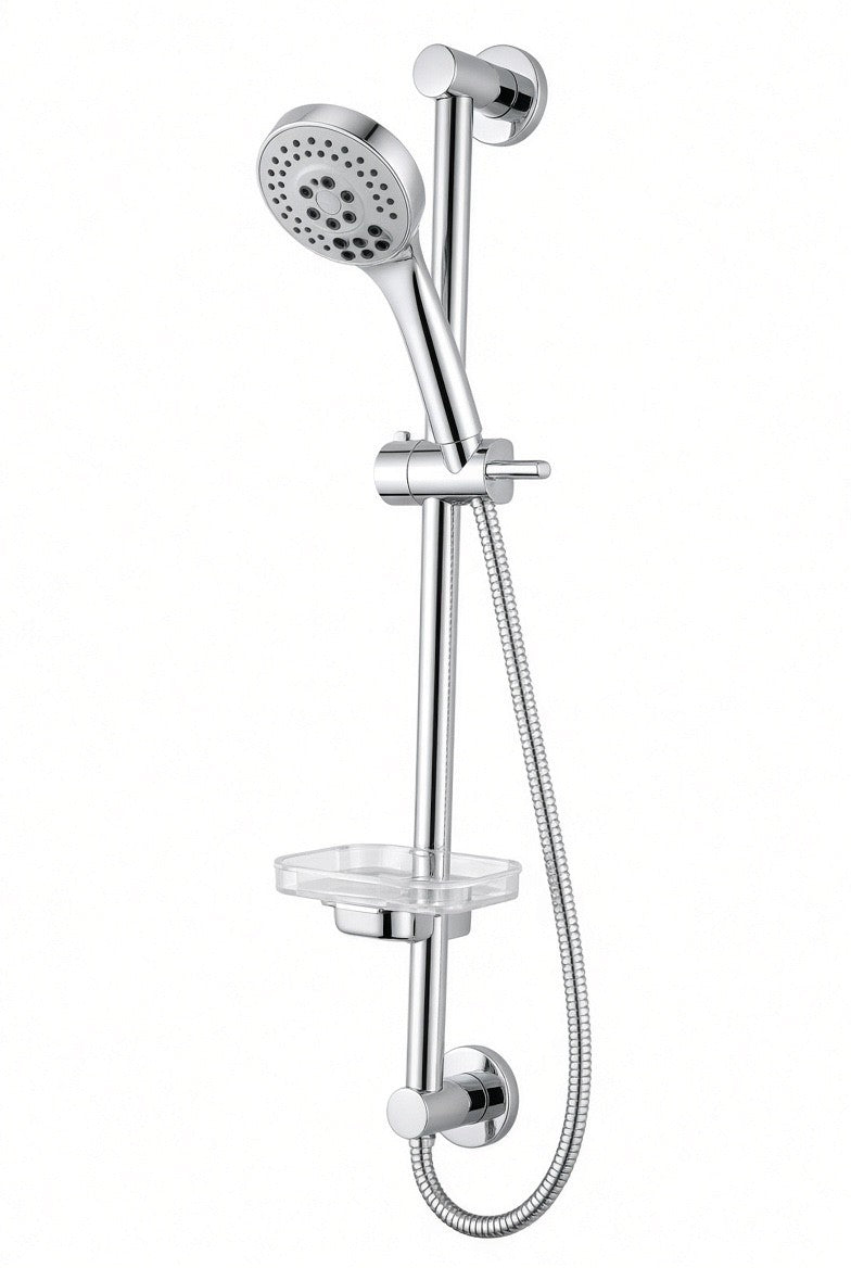 Shower Rail Kit Cindy 5 Jet Hand Shower 1.5m Hose Chrome Adjustable Bar 10cm