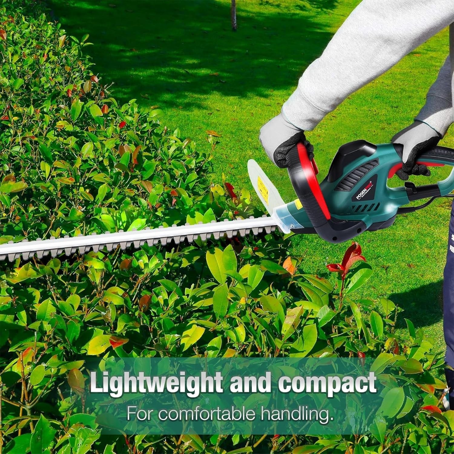 POSENPRO 600W Electric Hedge Trimmer 550mm Blade Corded Garden Cutter 6m Cable