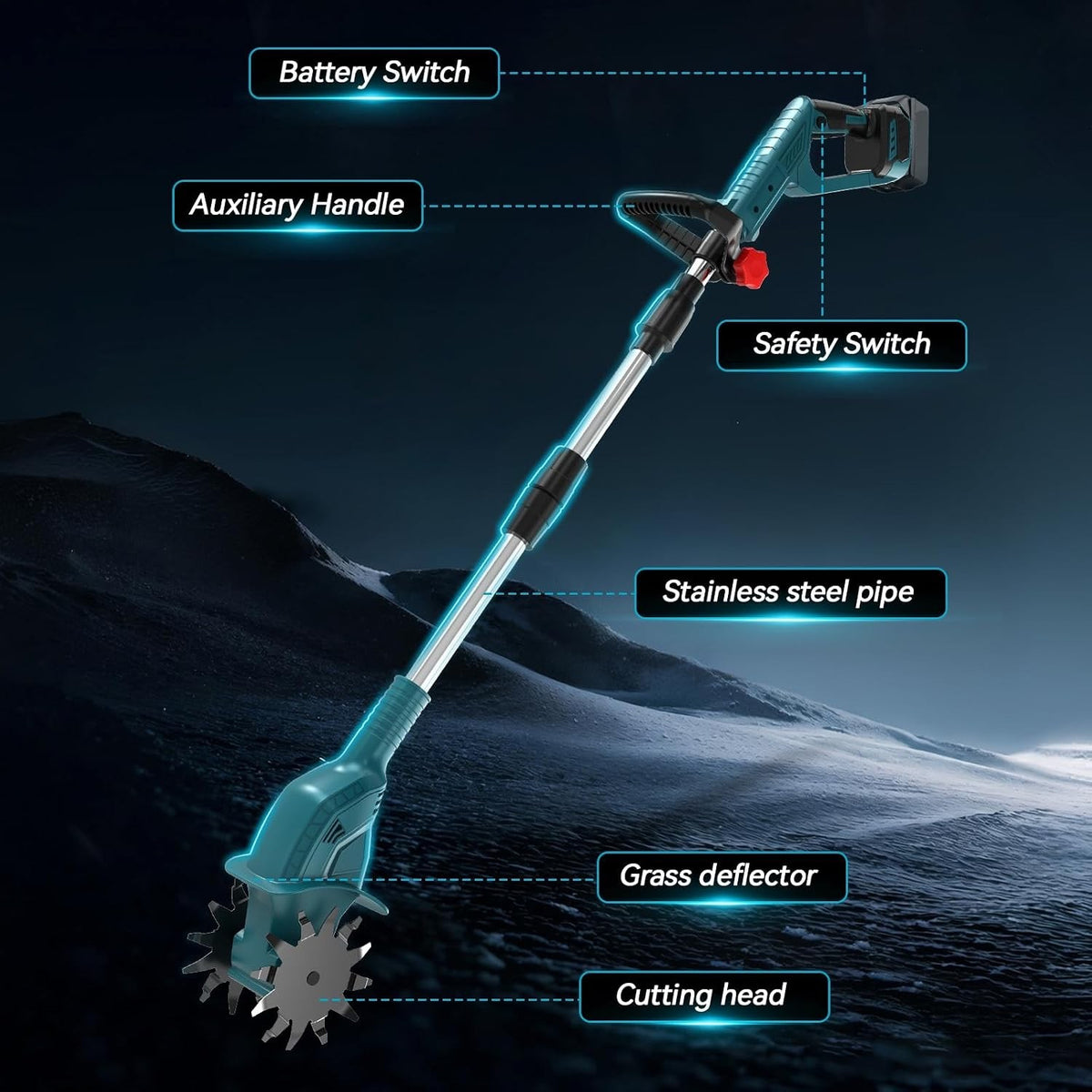 Cordless Tiller Cultivator Makita 18V 10 Inch 550W Brushless Garden Rototiller