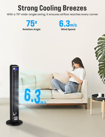 Smart Tower Fan 42in WiFi Alexa 12 Speed 4 Modes 120° Oscillation EcoNour