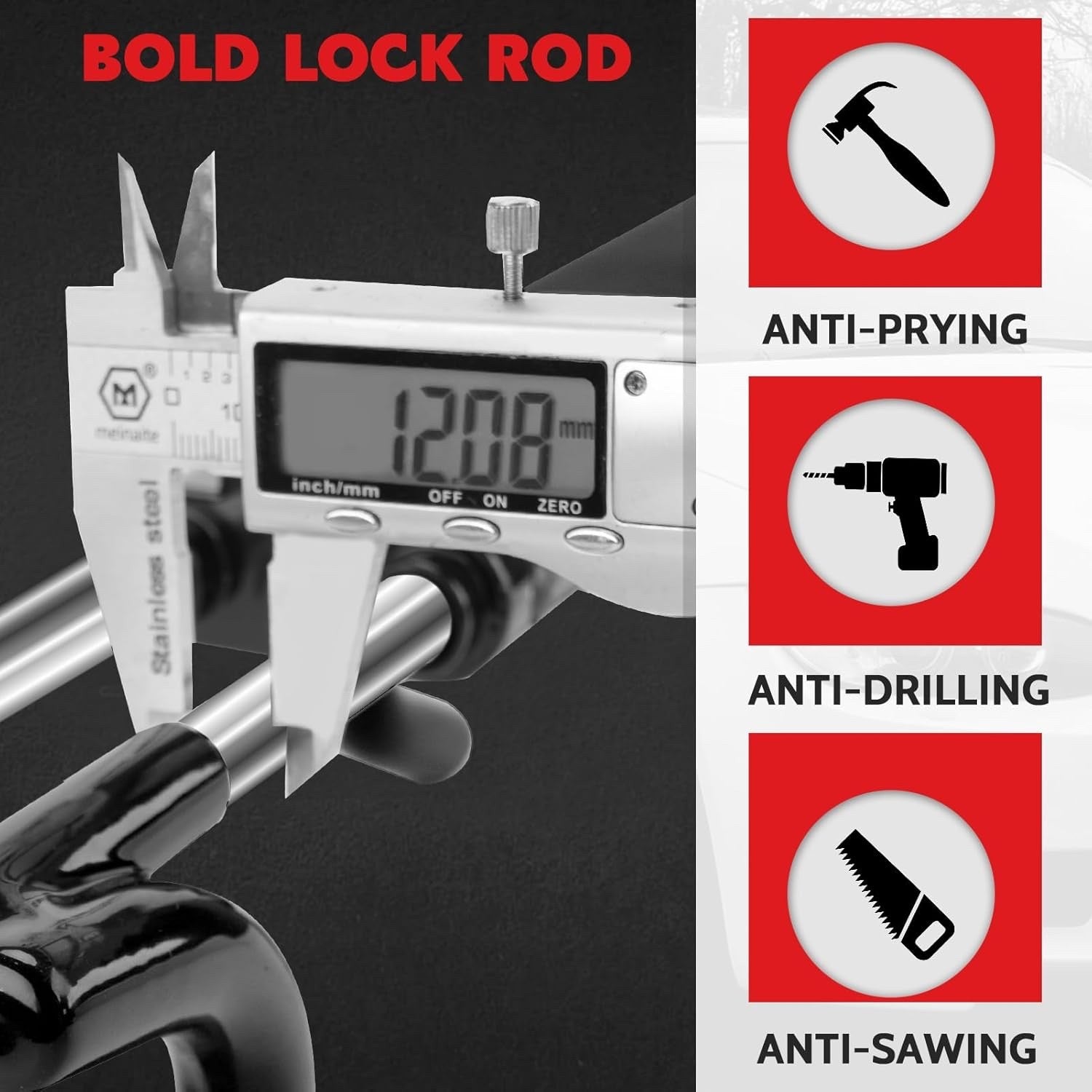 Twin Bar Steering Wheel Lock Anti Theft Car Security Lock Black