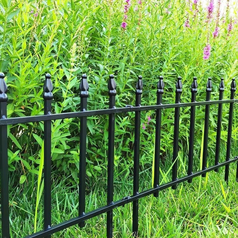 Garden Fence Border Panels Metal 5 Pack Black 45cm x 57cm 2.8m No Dig Edging