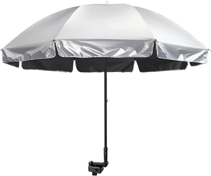 Clamp Umbrella Beach Chair UPF50 Adjustable Shade Stroller Wheelchair Parasol