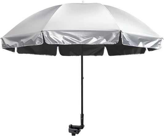 Clamp Umbrella Beach Chair UPF50 Adjustable Shade Stroller Wheelchair Parasol