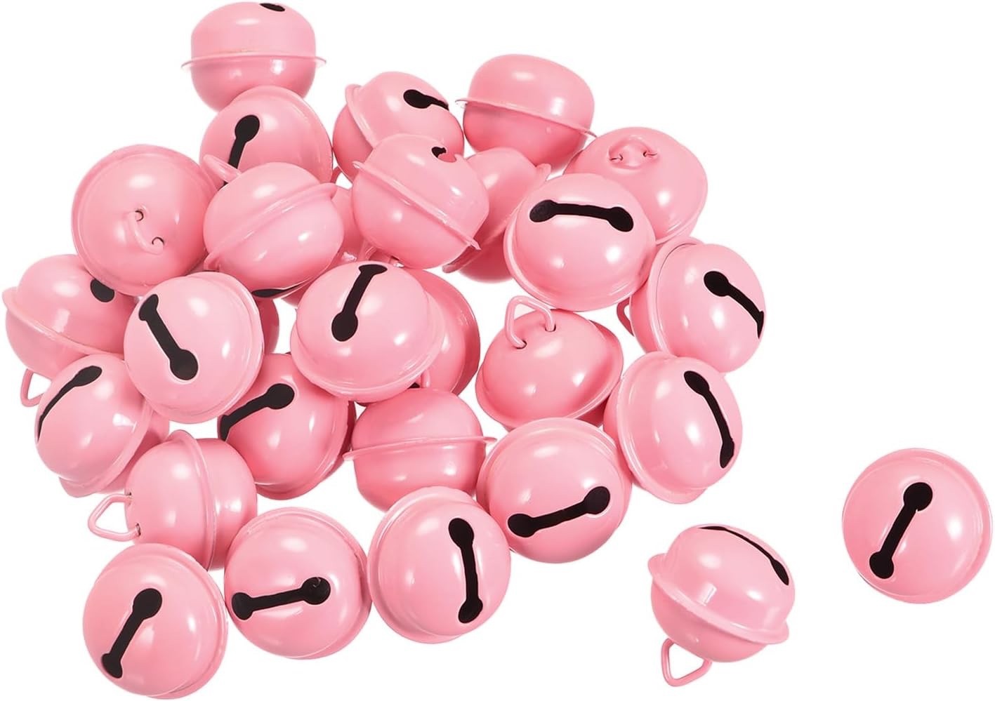 sourcing map Jingle Bells 22mm 48pcs Craft Bells for DIY Holiday Decoration Pink