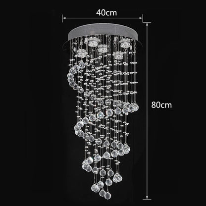Crystal Chandelier Ceiling Light K9 Raindrop Spiral Chrome 40x80cm 5x GU10 Bulbs