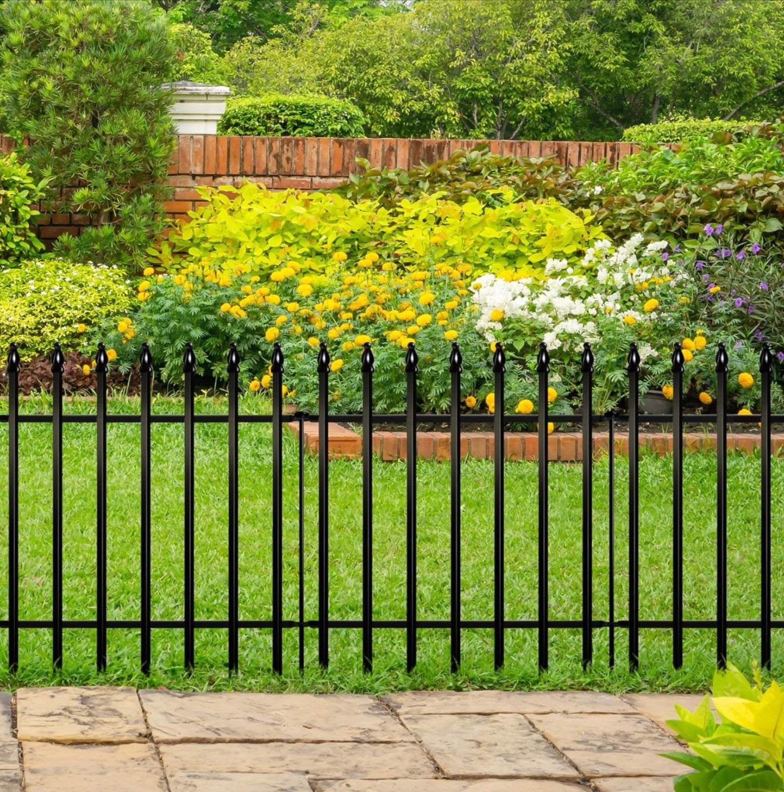 ARIFARO Decorative Metal Garden Fence 61cm high x 61cm Wide 5 Pack