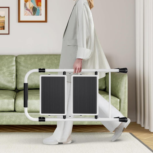 KINGRACK 2 Step Ladder with Non-Slip and Wide Pedal 330lbs Max Load White