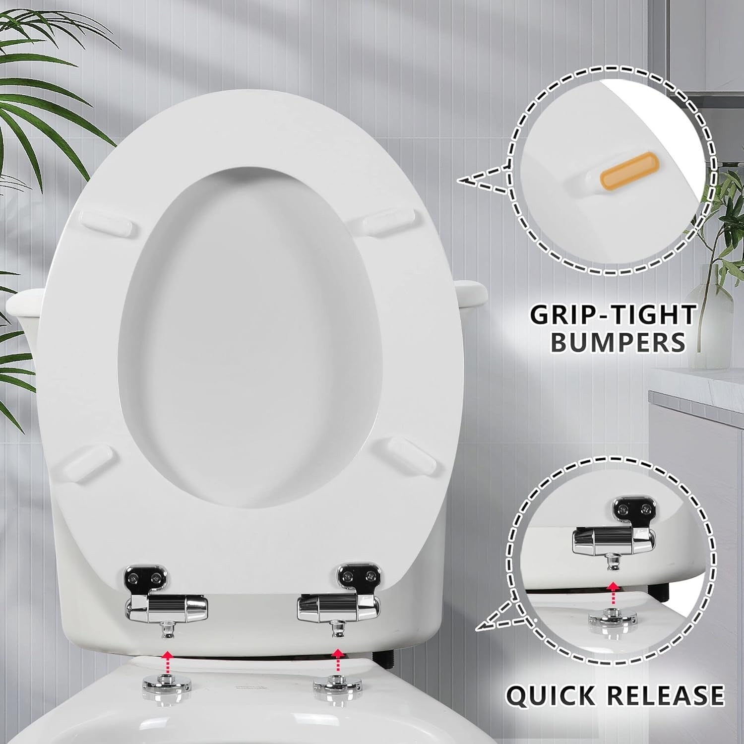 Wooden Toilet Seat White Soft Close Quick Release Antibacterial Easy Clean Lid