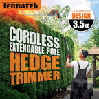 20V Cordless Telescopic Hedge Trimmer 2.4m Long Reach w Battery