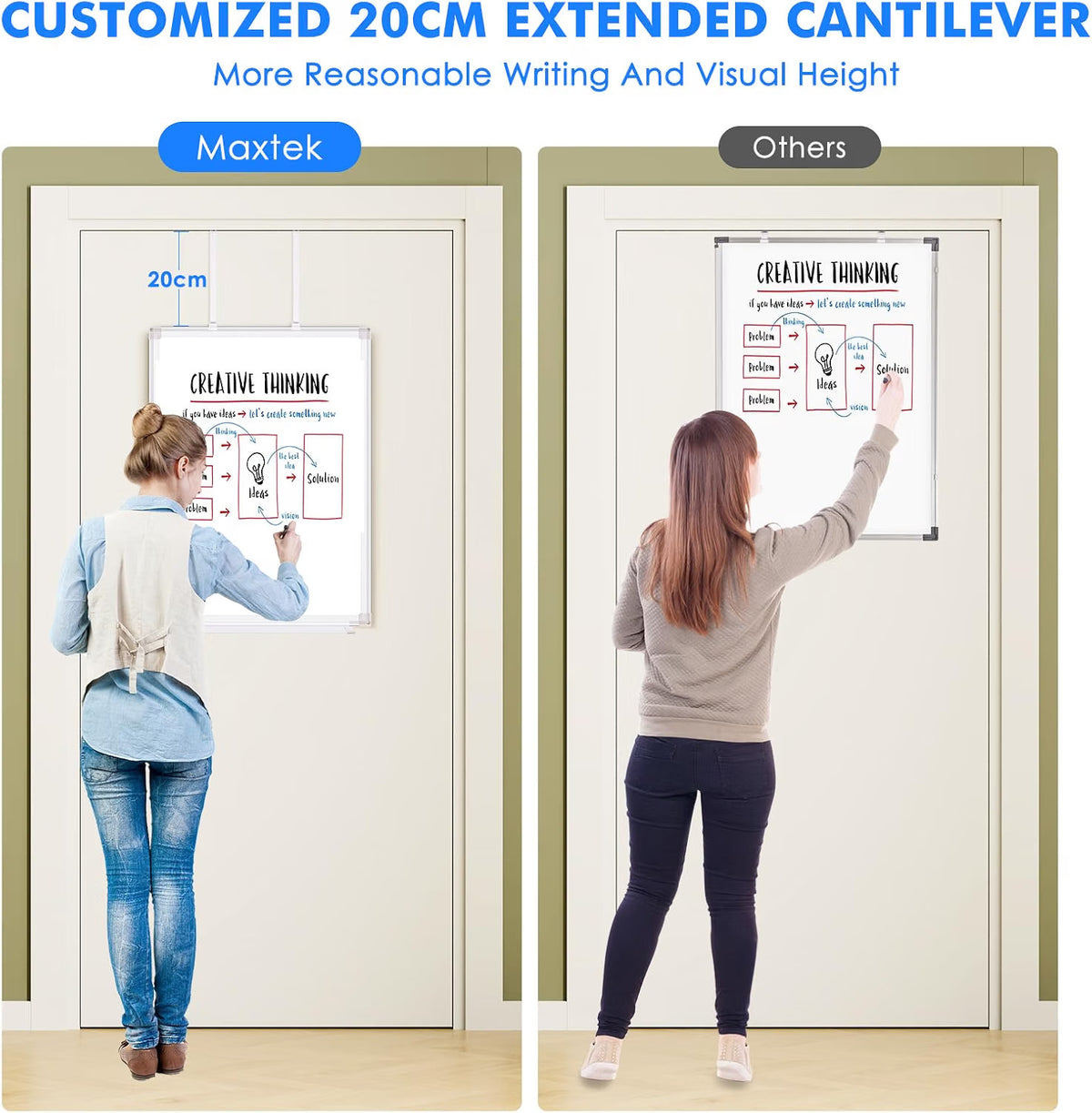 Magnetic Whiteboard Dry Erase Board 60x45cm Over Door Wall Mount Adjustable Hook