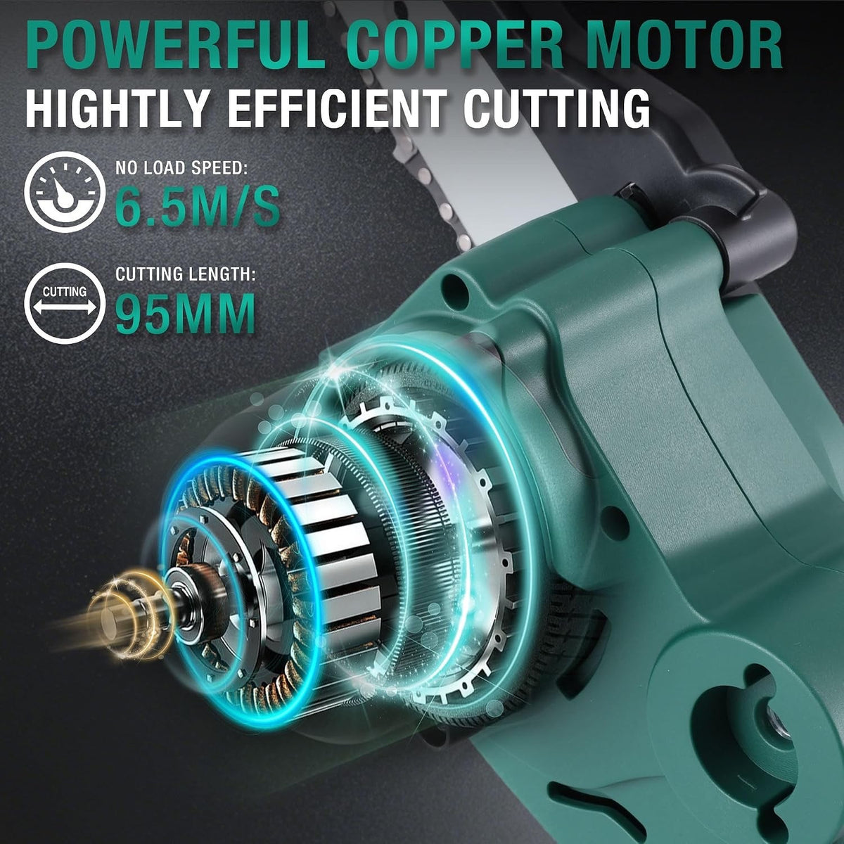 Cordless Pole Saw Chainsaw 4 Inch Mini Electric Pruner 13FT Reach 2x2Ah Battery