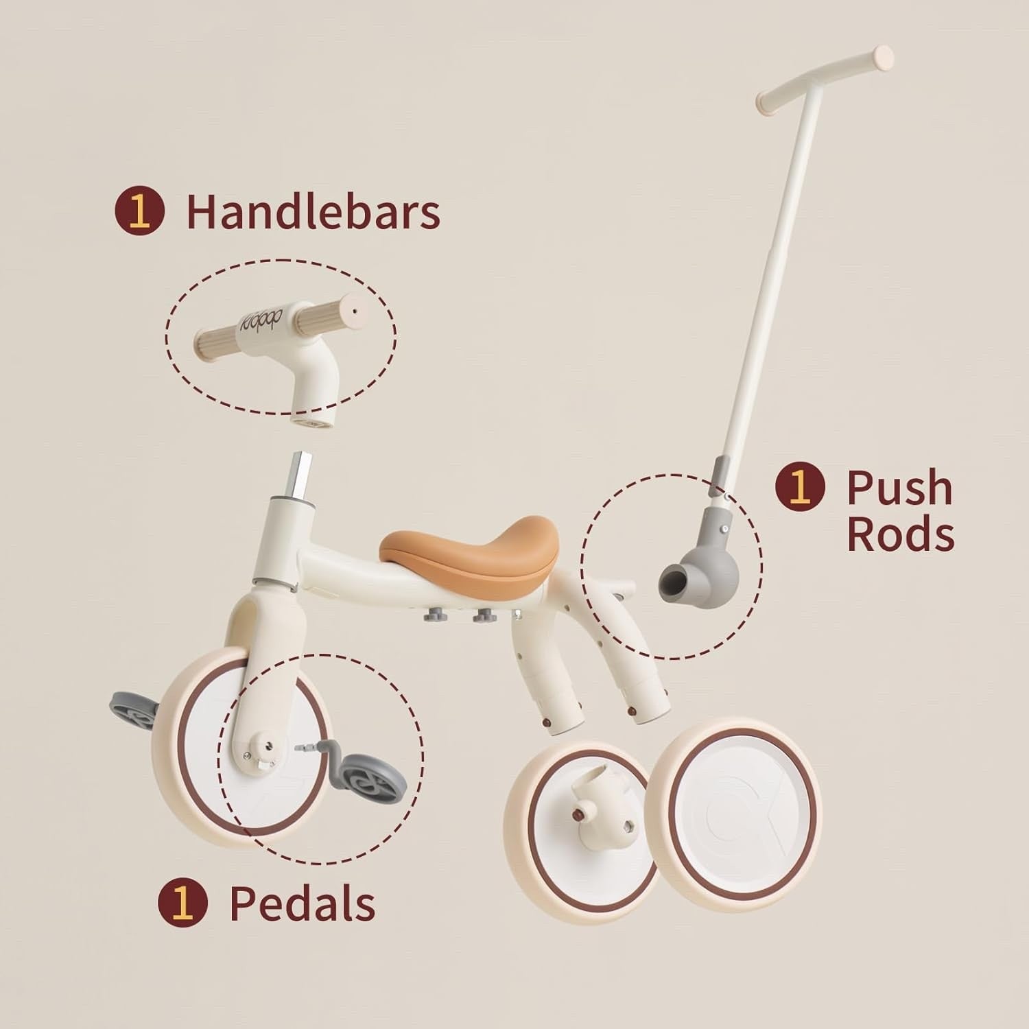 Kids 3in1 Tricycle Stroller Balance Bike Pedal Ride On Toddler Green 1-4yrs