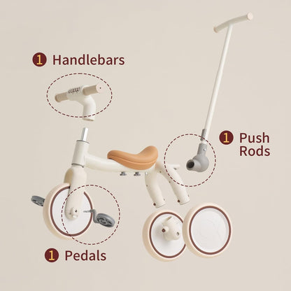 Kids 3in1 Tricycle Stroller Balance Bike Pedal Ride On Toddler Green 1-4yrs