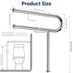 80cm Bathroom Grab Rail Toilet Support Handle Chrome Safety Bar w Paper Holder