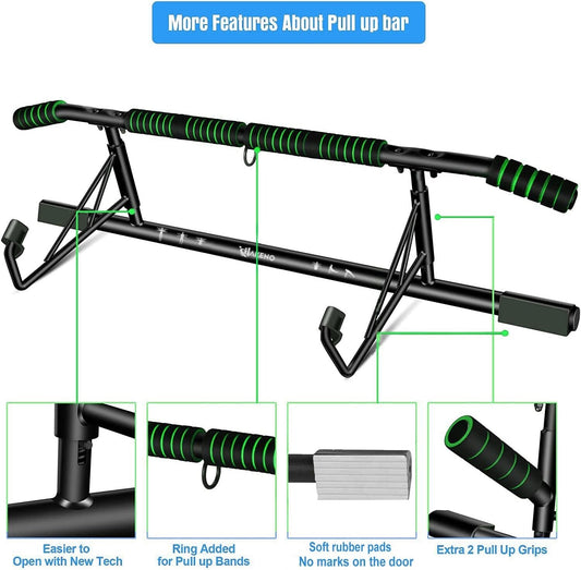 Pull Up Bar Door Frame Fitness Chin-Up Bar for Home Gym Equipment & Straps