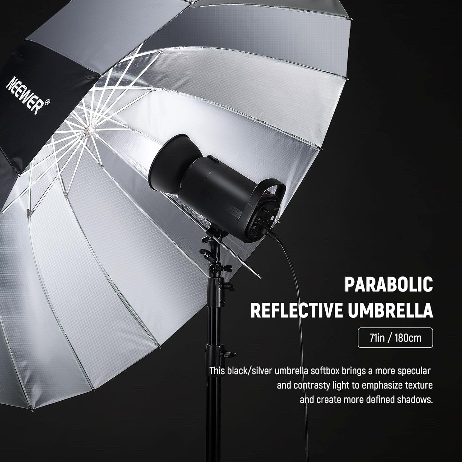 180cm Parabolic Reflective Umbrella Photography Soft Lighting with Diffuser Cove