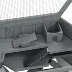 Large Wooden Hamster Cage 3 Tier Small Animal Play House With Tray Bottle Grey