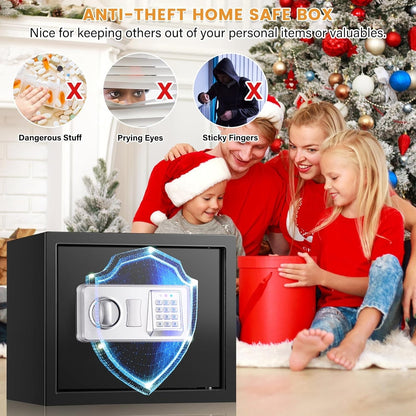 Digital Safe Box 34L Home Security Fireproof Money Bag Removable Shelf Black