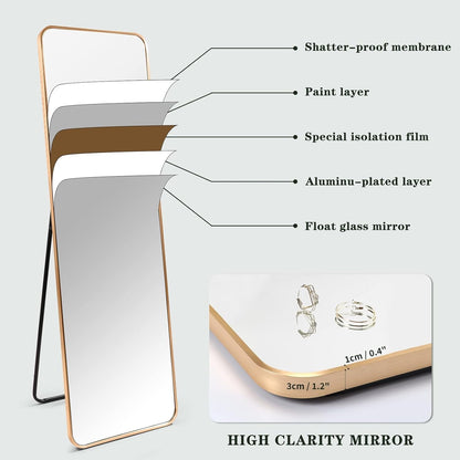 Full Length Floor Mirror 152x46cm Large Standing Aluminium Frame Bedroom Hallway