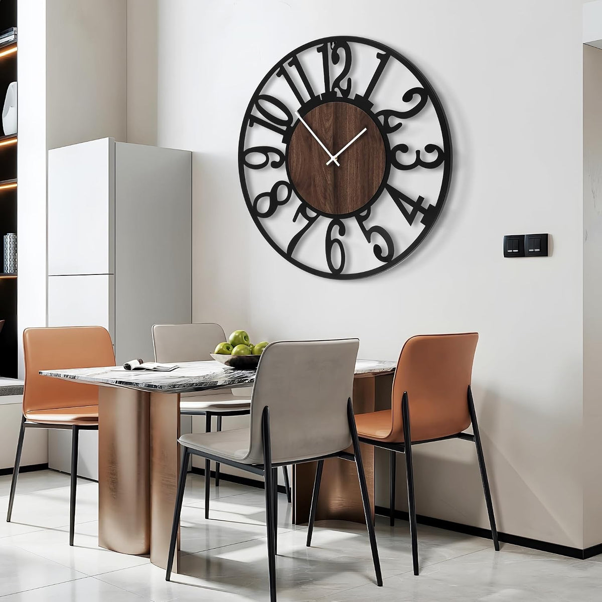 Wall Clock Oversized 40 Inch Metal Wood Arabic Numbers Silent Farmhouse Decor