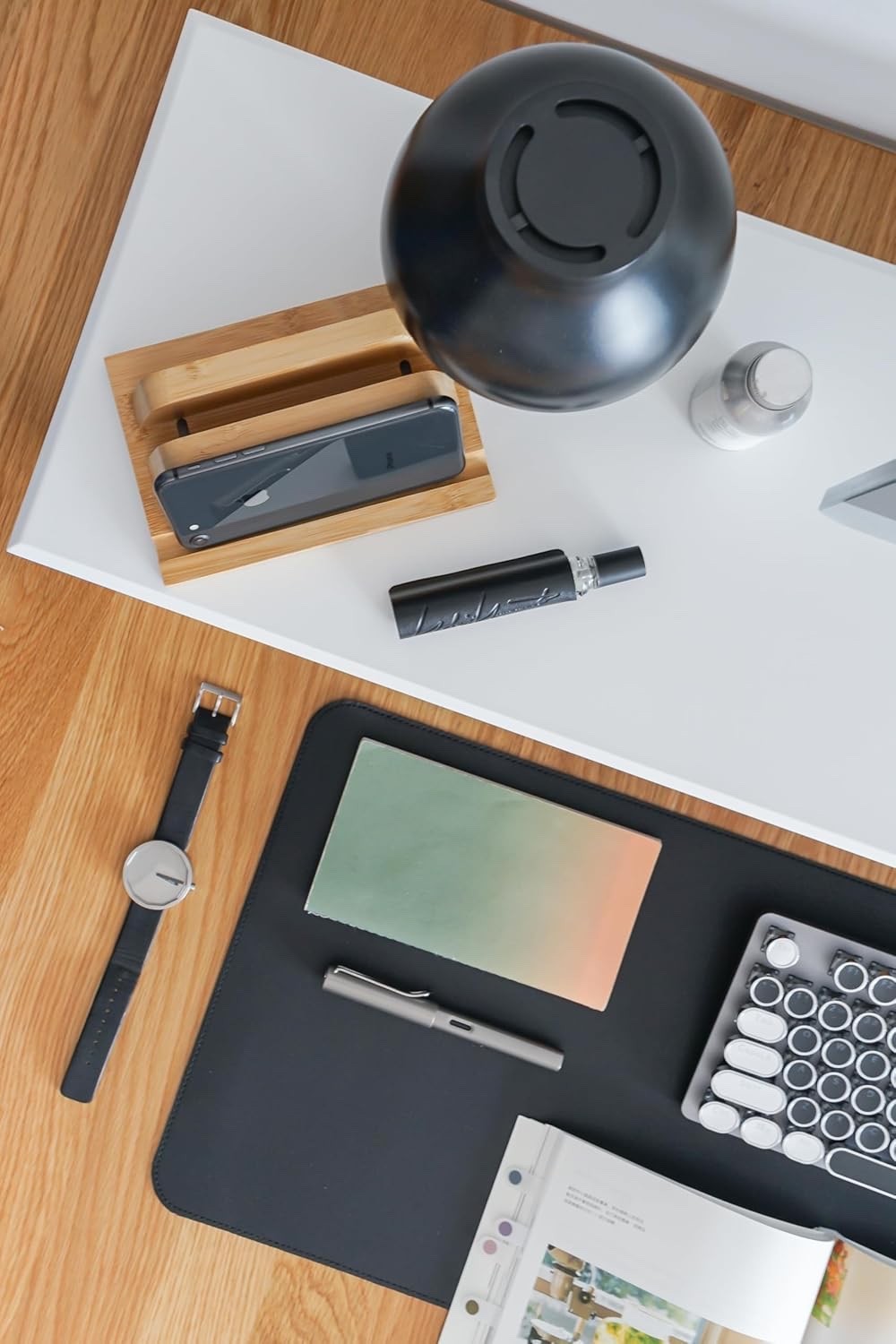 Dual Monitor Stand Riser Bamboo Desk Shelf White Heavy Duty 130lb Storage