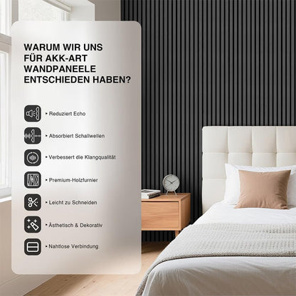 Acoustic Wood Wall Panels 120x60cm 2 Pack 1.44m² Black Slat Sound Absorbing