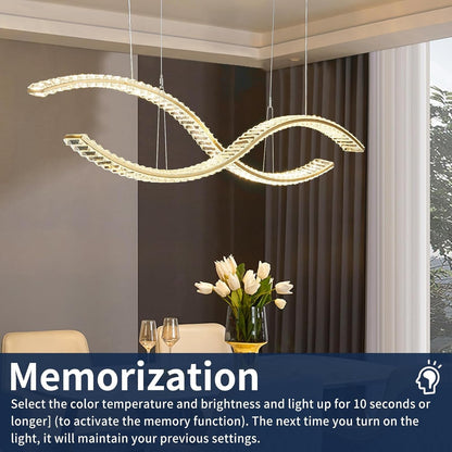 Fordeson Crystal Modern LED Chandeliers 39.3inch Dimmable LED Pendant Light
