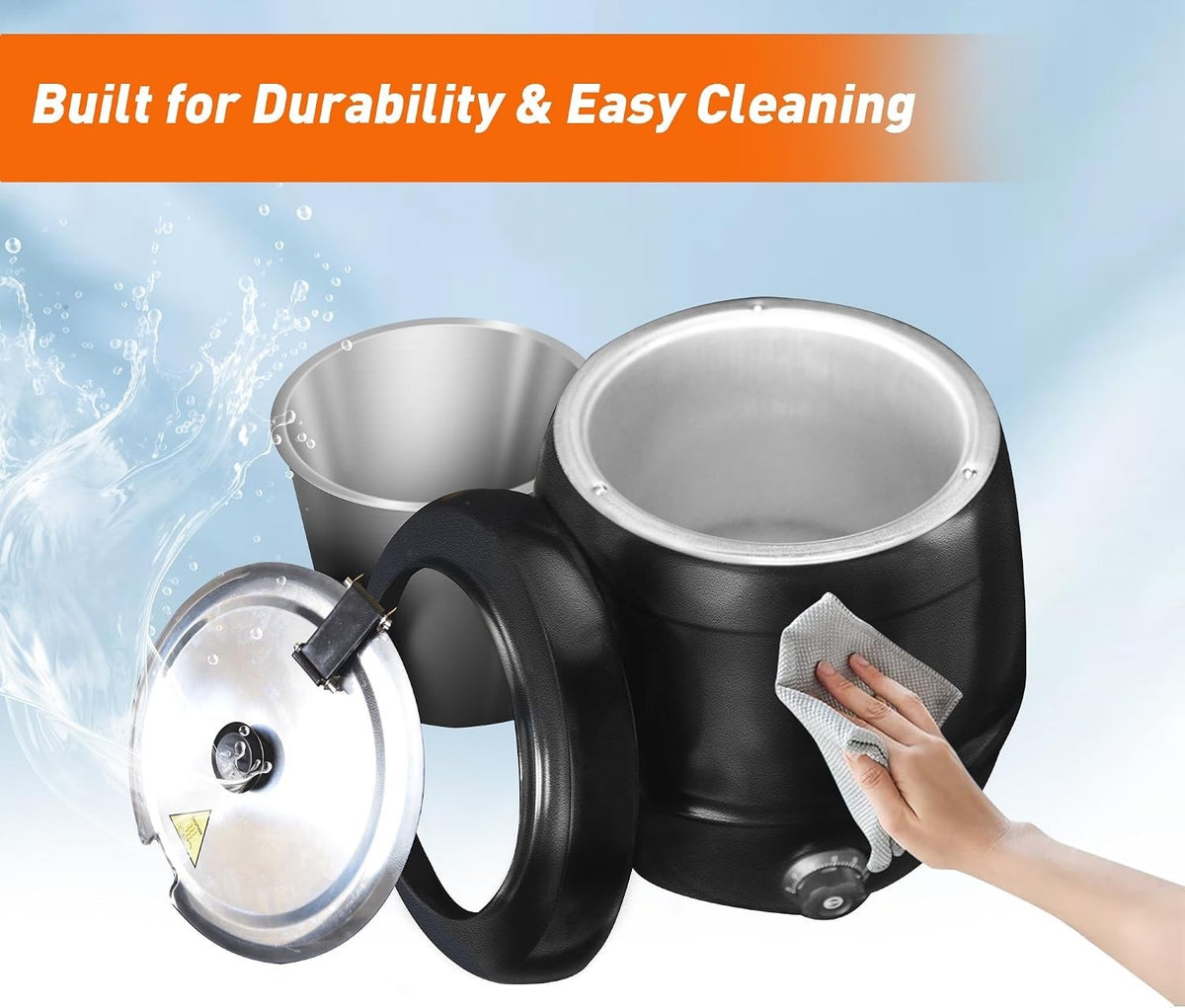Commercial Soup Warmer Kettle 10L Electric 400W Buffet Catering Stainless Steel