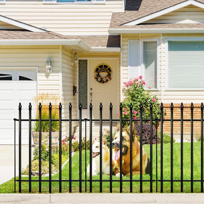 Metal Garden Fence Panels 5pc 91x71cm No Dig Border Dog Flower Bed Black Yard