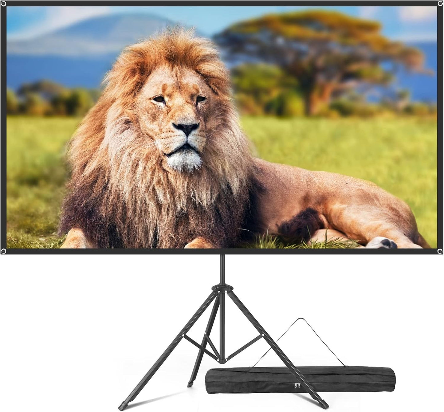 80in 4K Fiberglass Projector Screen with Tripod 16:9 HD Outdoor Portable