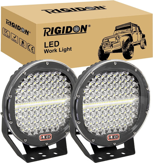 LED Work Lights Pair 9 Inch 294W Spot Beam 12V 24V Off Road Truck Tractor SUV