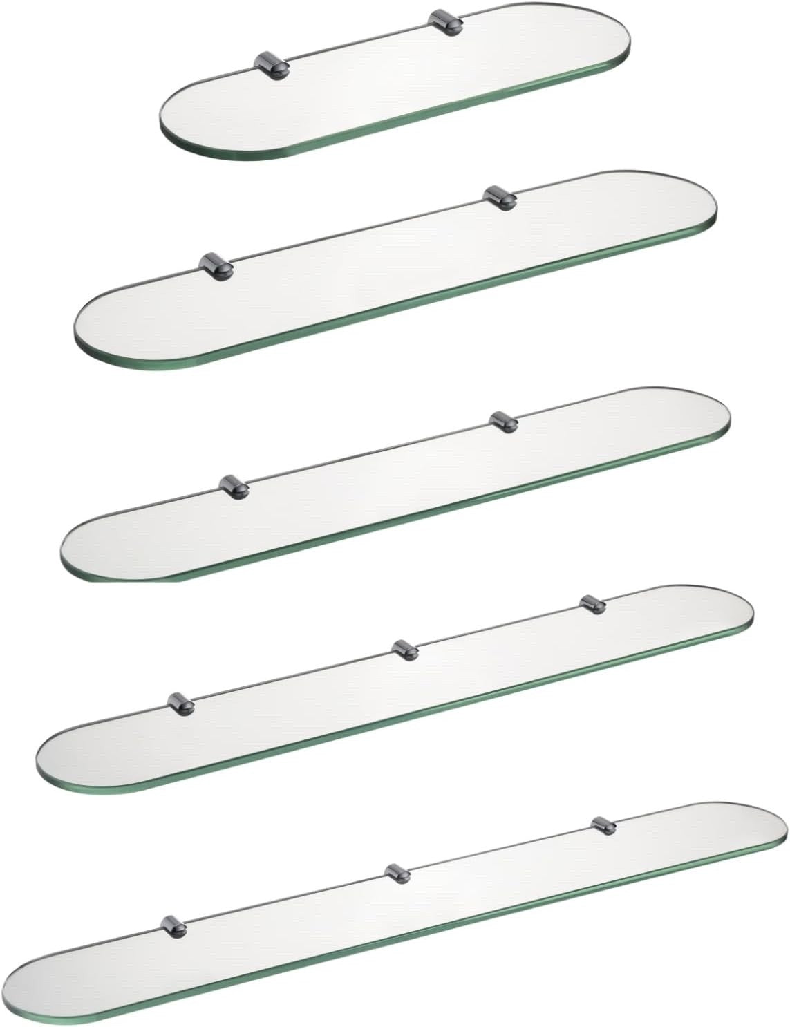 Bathroom Glass Shelf Shower Wall Mounted 80cm Clear Tempered Glass Chrome Clamp