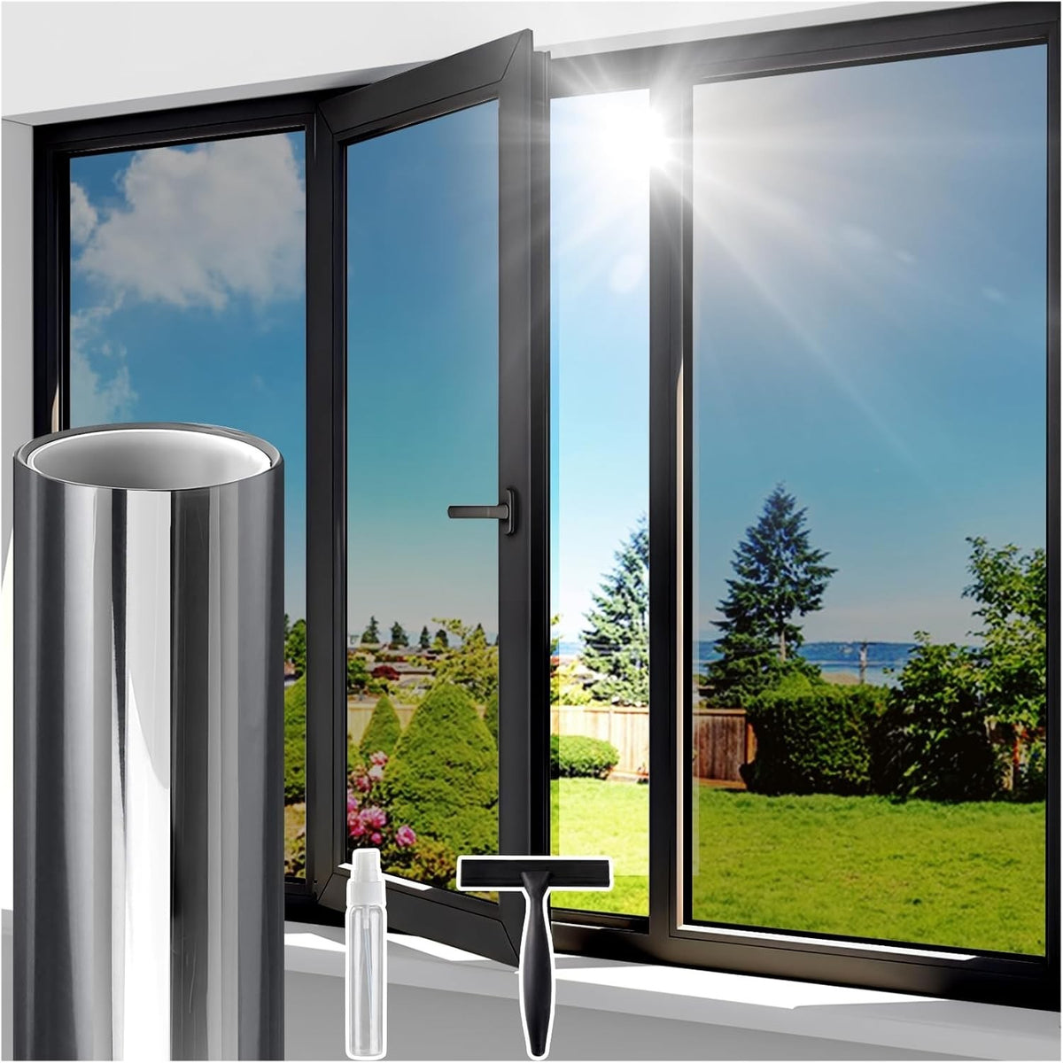 One Way Mirror Film Window Privacy UV Heat Reflective Tint Black 90x1000cm