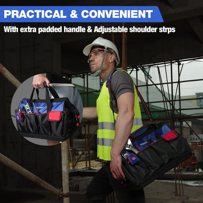 WORKPRO Tool Bag 18 Inch Tool Bag with Waterproof Molded Base Blue Black