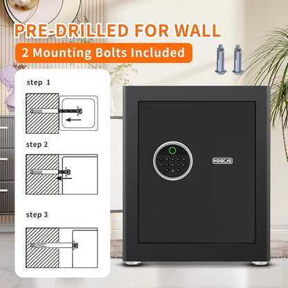 Safe Box Fingerprint Biometric Digital Keypad Security Home Office 1.93cu ft
