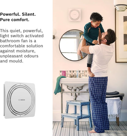 Bosch Silent Extractor Fan Bathroom 100mm 1900W Wall Anti Mould Vent White