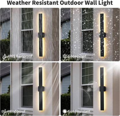 LED Outdoor Wall Light 100CM 2 Pack Dimmable IP65 Waterproof Exterior Black