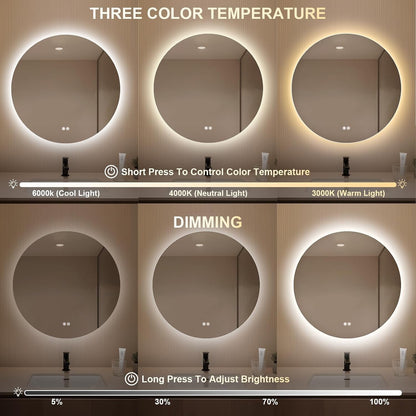 LED Bathroom Mirror Lights 50cm Asymmetric Backlit Anti Fog Dimmable 3 Colours