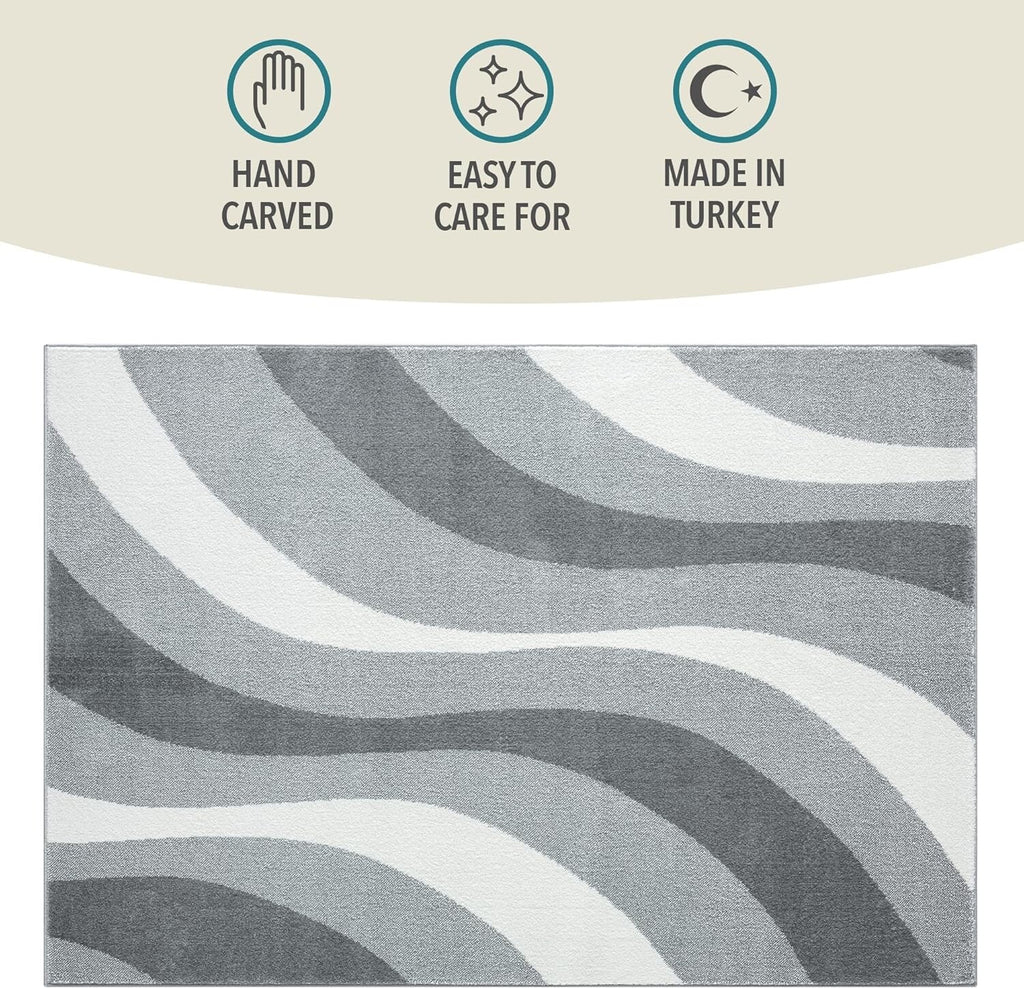 Rugs and More Swirl Large Area Rug Short Pile Vibrant Patterned Carpet 200x290cm