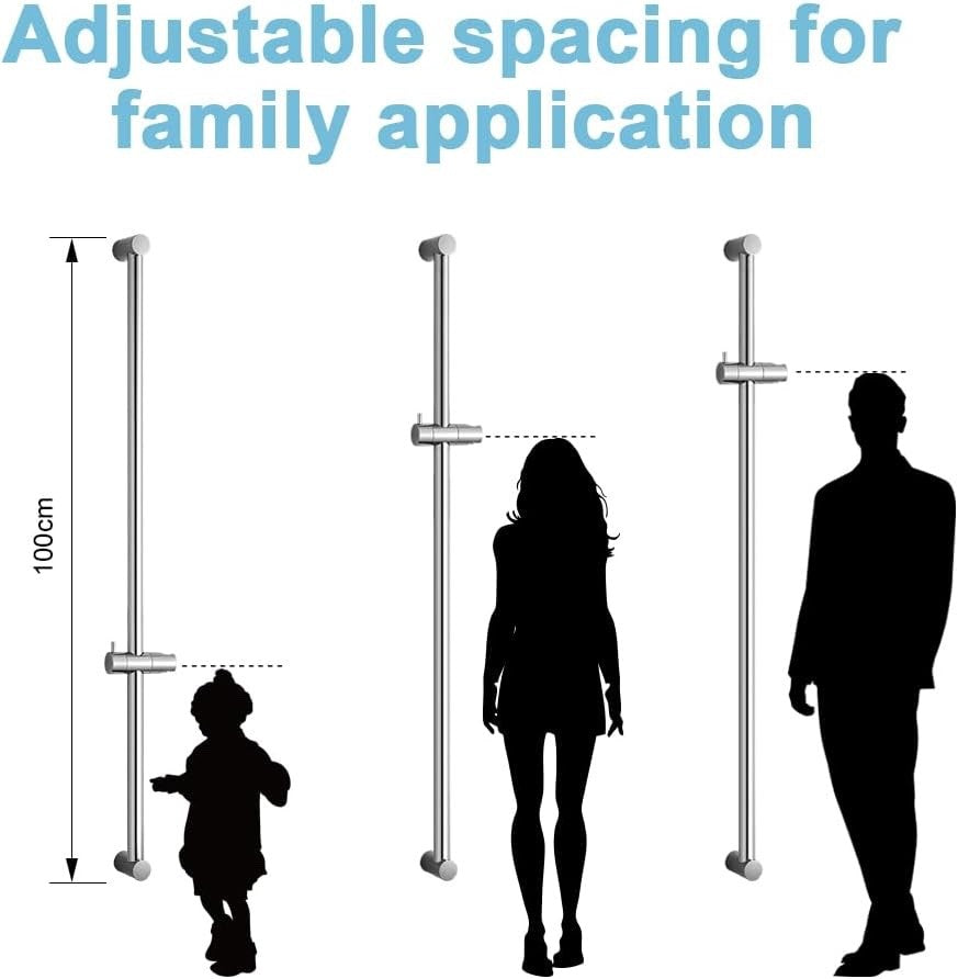 Shower Riser Rail 100cm Adjustable 60-98cm Wall Mount Holder Chrome Bathroom
